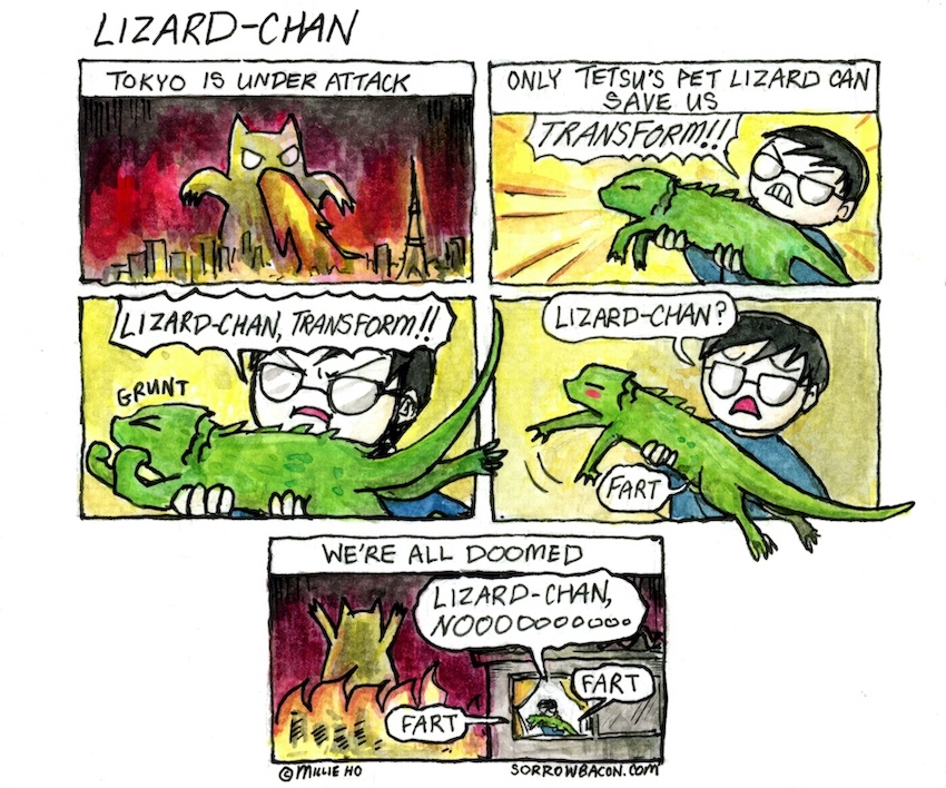 Lizard-Chan, a sorrowbacon comic by Millie Ho.